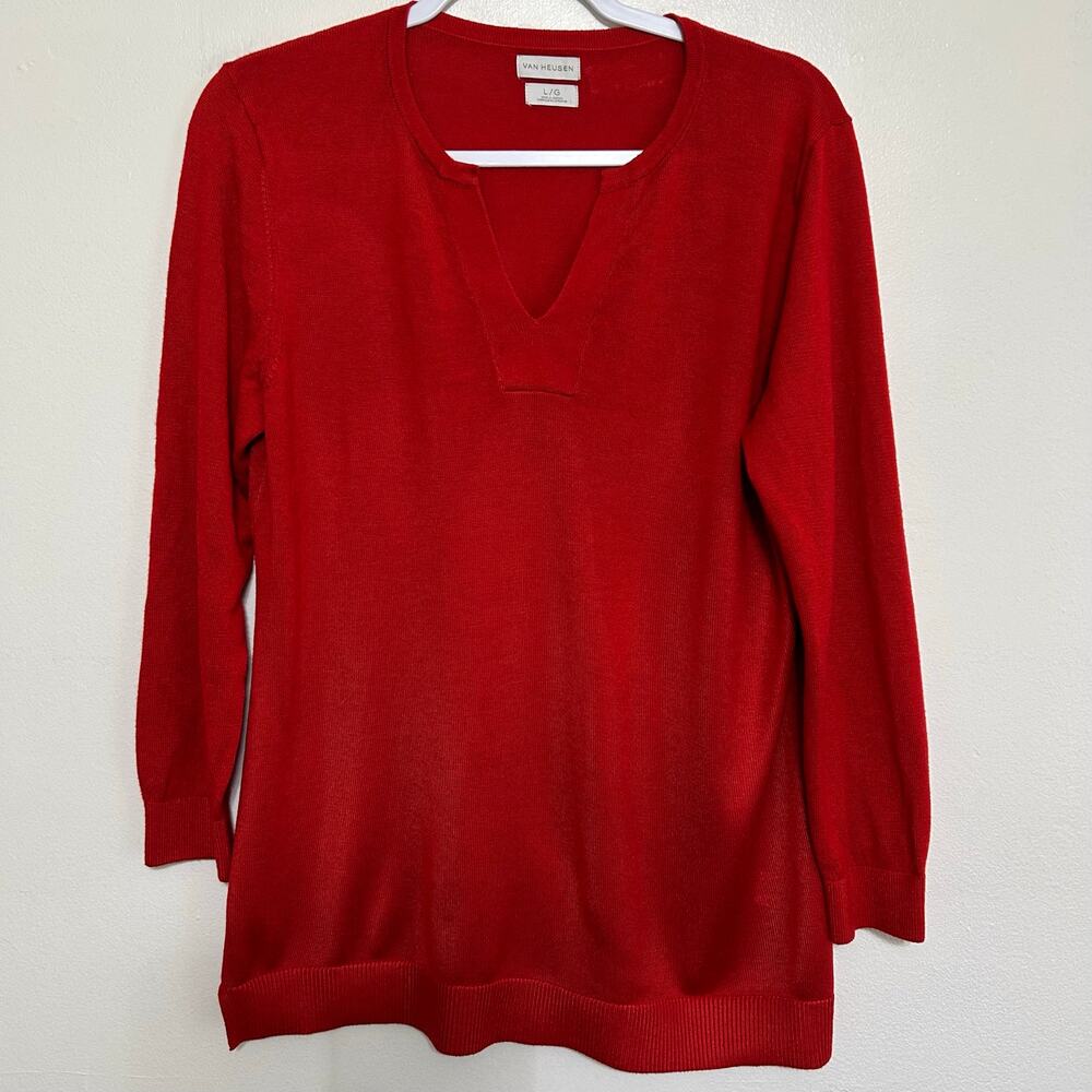 Van Heusen Men's Large Red V-Neck Pullover Sweater